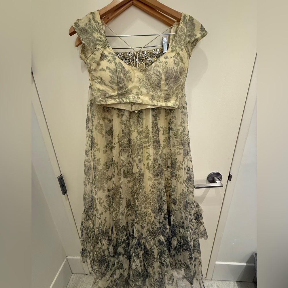 Ethnic Indian Wear Olive and Beige Maxi Dress by HolicChic by Megha